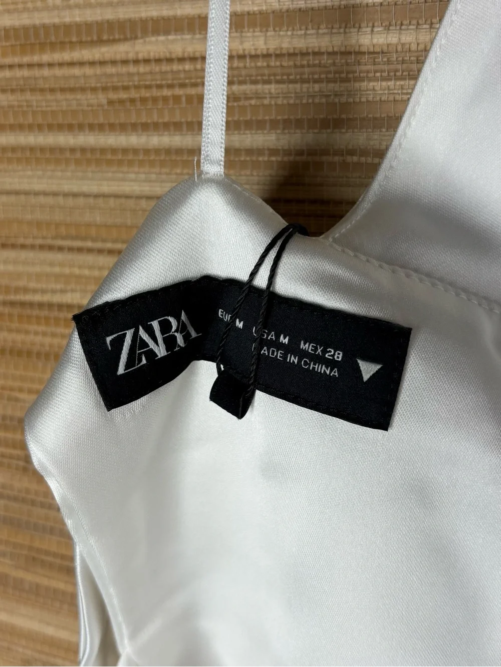 Zara Satin-Effect Tied Halter Top NWT Oyster White Sz M